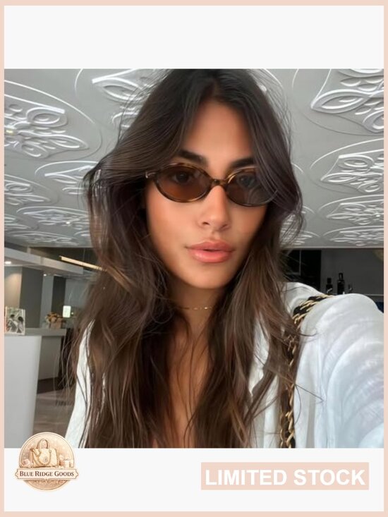 Retro Oval Sunglasses Small 90s Trendy Round Shades Cute Designer Sunnies UV